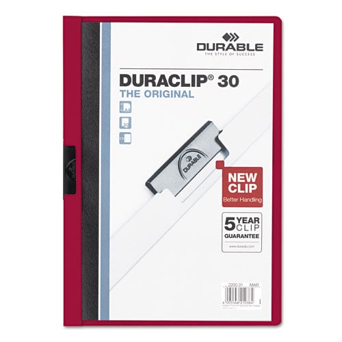 Durable Clear/Maroon DuraClip Report Cover (30 Sheets)