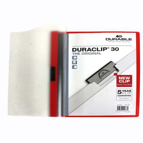 Durable Clear/Red DuraClip Report Cover (30 Sheets) - Clearance Sale