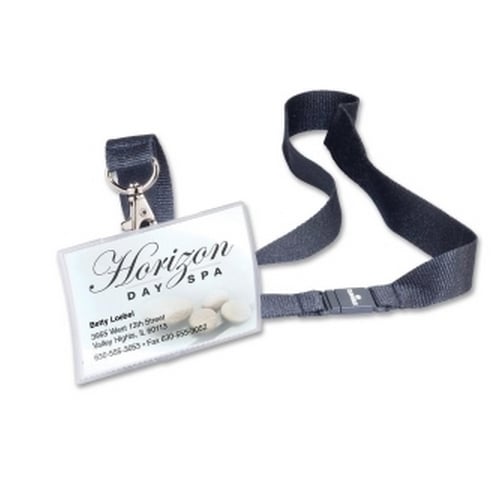 Durable Click-Fold Convex Horizontal Badge Holder with Strap Clip - 10pk