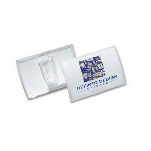 Durable Click-Fold Convex Horizontal Badge Holder with Molded Clip - 25pk