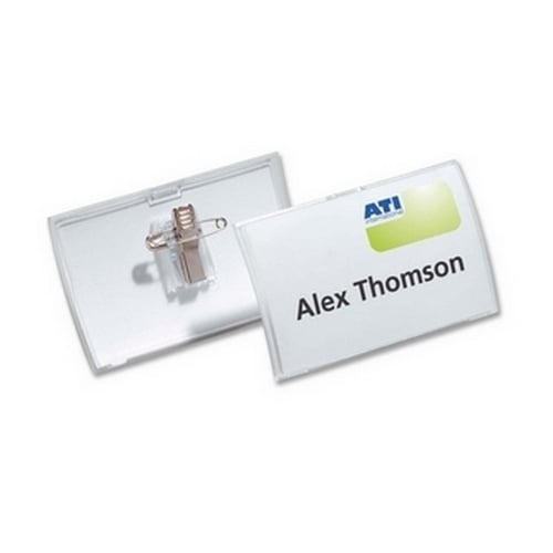 Durable Click-Fold Convex Horizontal Badge Holder with Clip/Pin - 25pk