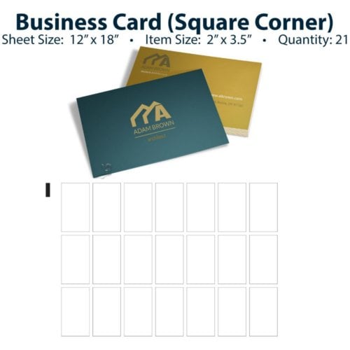 Dyna-Cut Standard Flexible Rotary Die - 2" x 3.5" Business Card with Square Corners (12" x 18" Sheet,21-Up)