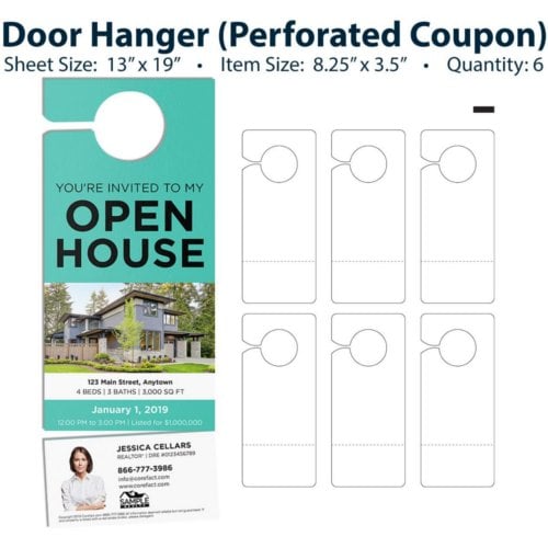 Dyna-Cut Standard Flexible Rotary Die - 8.25" x 3" Round Hook Door Hanger (13" x 19" Sheet, 6-Up)
