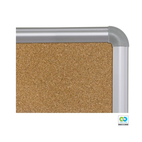 Best-Rite VT Logic Natural Cork Eco-Friendly Bulletin Board with Silver Presidential Trim
