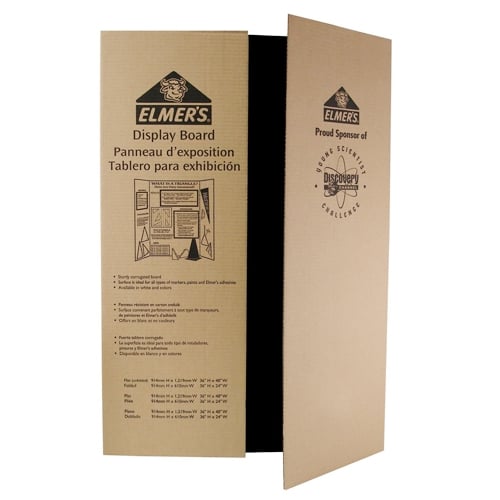 Elmer's 48" x 36" Tri-Fold Black Corrugated Project Display Board (2 Ply)