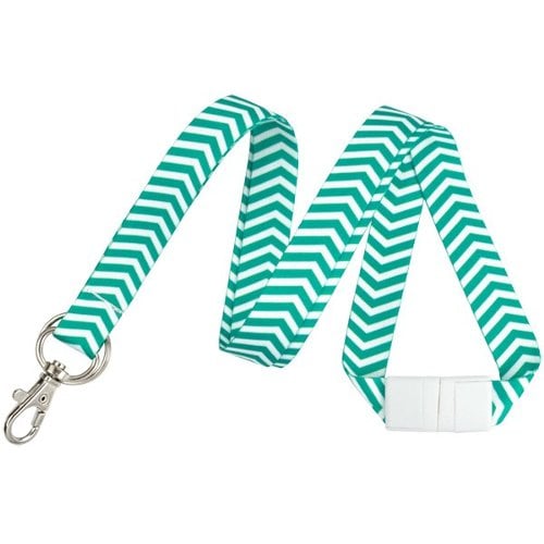 Nectarine and White ZigZag Pattern Fashion Lanyard with Trigger Hook and Split Ring - 10pk