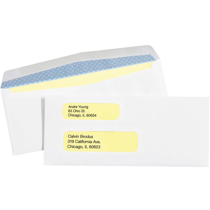 3-7/8" x 8-7/8" - #9 Double Window Gummed Business Envelopes with Security Tint - 2500pk