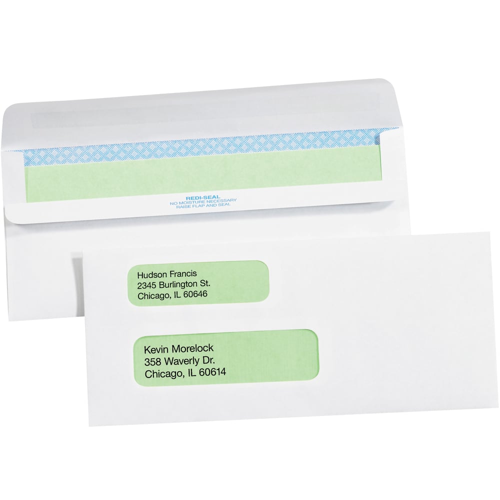 3 7/8 x 8 7/8" - #9 Double Window Redi-Seal Business Envelopes with Security Tint - 2500pk