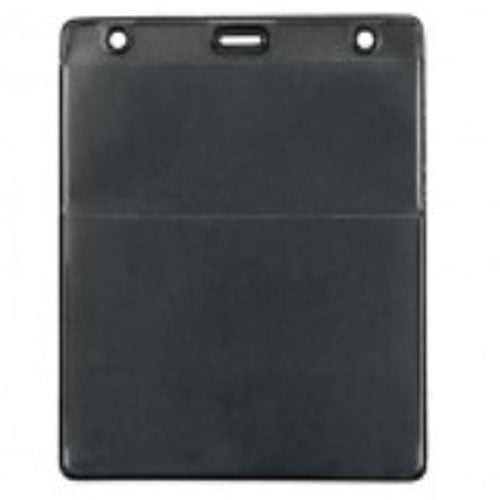 Black Vertical Event Vinyl Credential Wallet with Slot and Chain Holes - 100pk