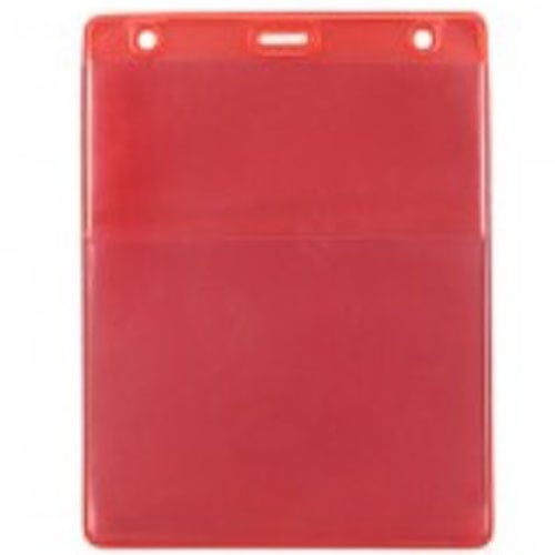 Red Vertical Event Vinyl Credential Wallet with Slot and Chain Holes - 100pk