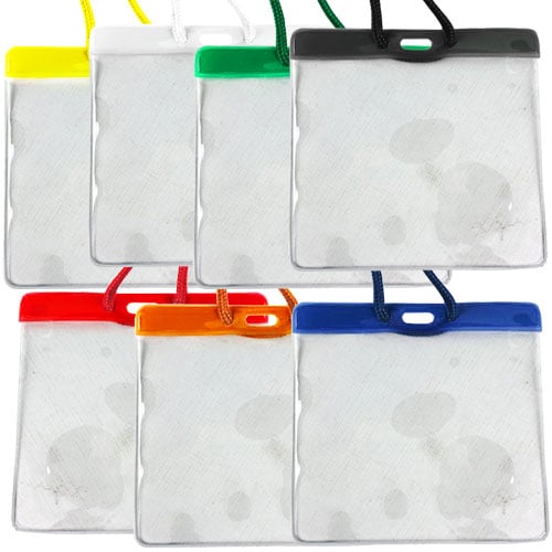 Extra Large Color Bar Badge Holders with Neck Cords - 100pk
