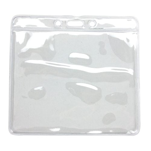 Extra Large Horizontal Clear Bar Vinyl Badge Holder w/ Slot - 100pk