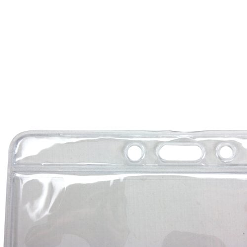 Extra Large Horizontal Clear Bar Vinyl Badge Holder w/ Slot - 100pk