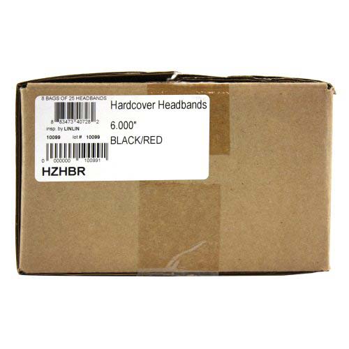 Fastback Black / Red Hardcover Headbands - 25pk