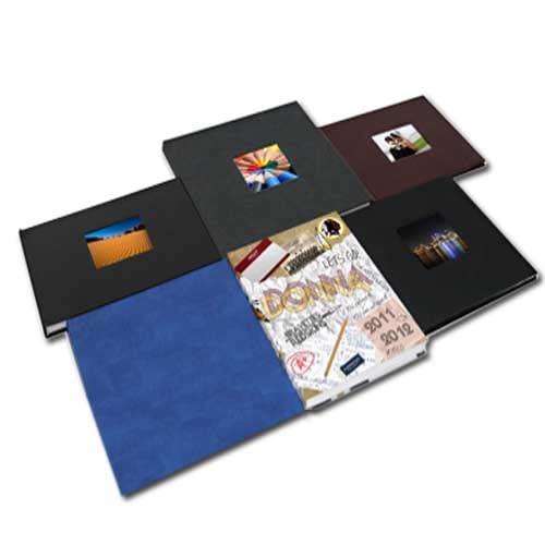 Fastback Blue Suede 8.5" x 11" Landscape Hard Covers with Window (1/4" Spine A) - 25pk
