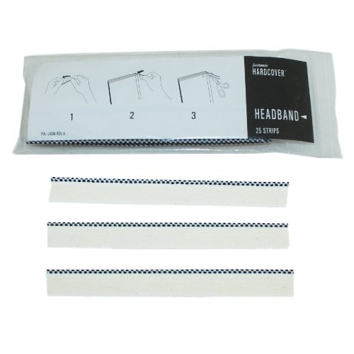 Fastback White / Black Hardcover Headbands - 25pk