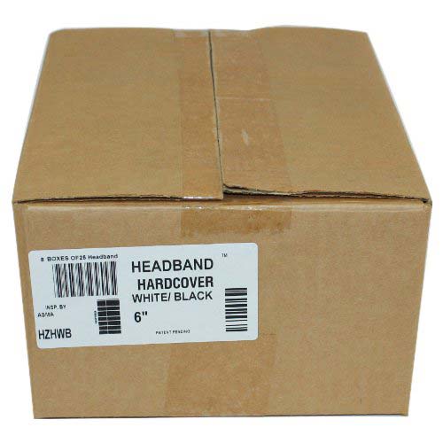 Fastback White / Black Hardcover Headbands - 25pk