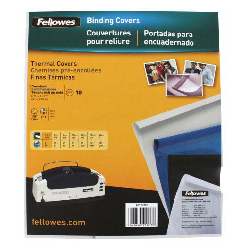 Fellowes 1/16" Navy Blue Grain Thermal Binding Covers - 10pk
