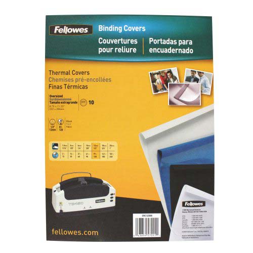 Fellowes 1/2" Black Linen Thermal Binding Covers 10pk - 5256601