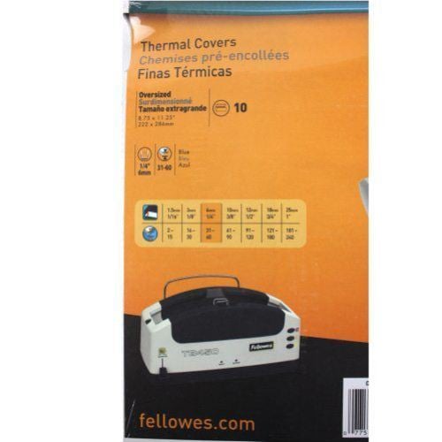 Fellowes 1/4" Blue Grain Thermal Binding Covers - 10pk