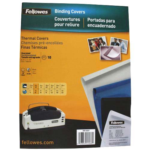 Fellowes 1/8" Black Linen Thermal Binding Covers 10pk - 5222701