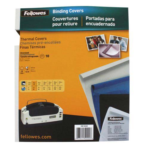 Fellowes 1/8" Gloss White Thermal Binding Covers 10pk - 52220