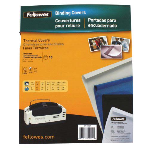 Fellowes 1/8" Navy Blue Grain Thermal Binding Covers - 10pk