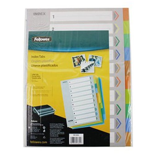 Fellowes 10-Tab Un-Punched Color Coded Index Tabs - 5255801