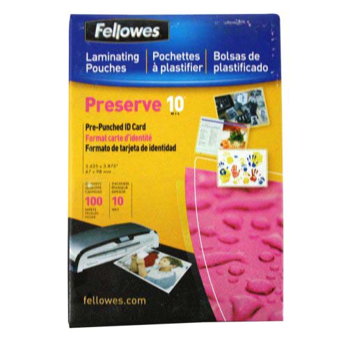 Fellowes 10mil Punched ID Card Laminating Pouches 100pk - 52051 Clearance Sale