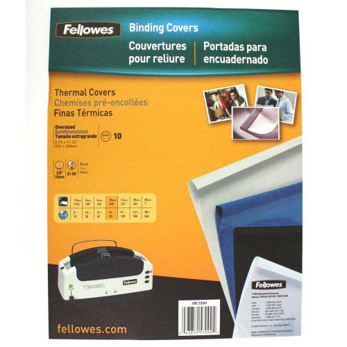 Fellowes 3/8" Black Linen Thermal Binding Covers 10pk - 5256101