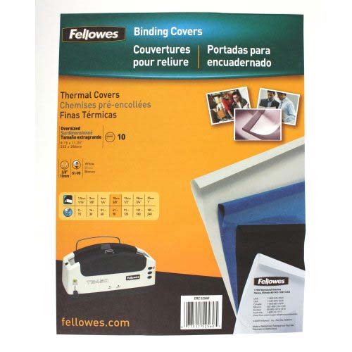 Fellowes 3/8" Gloss White Thermal Binding Covers - 10pk