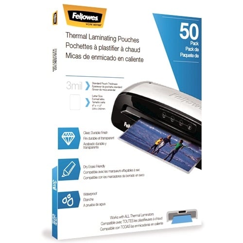Fellowes 3mil Letter Size Thermal Laminating Pouches - 50pk