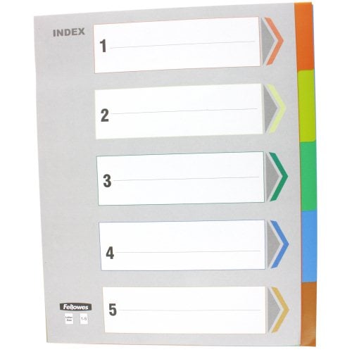 Fellowes 5-Tab Un-Punched Color Coded Index Tabs - 5261501