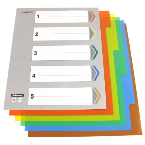 Fellowes 5-Tab Un-Punched Color Coded Index Tabs - 5261501
