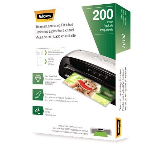 Fellowes 5mil Letter Size Thermal Laminating Pouches 200pk - 5743601