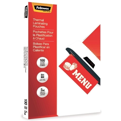Fellowes 5mil Menu Size Thermal Laminating Pouches - 100pk