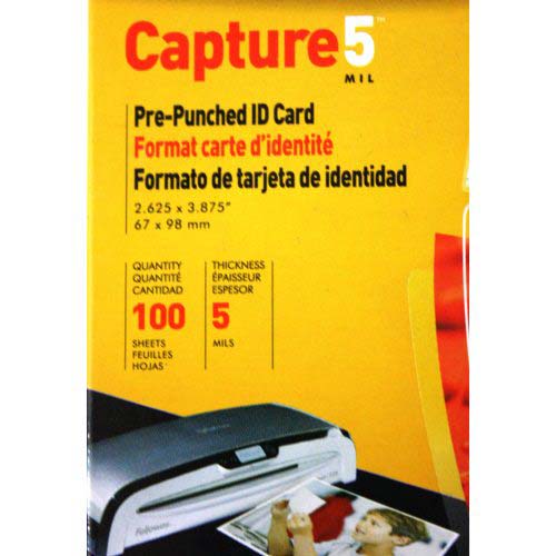 Fellowes 5mil Punched ID Card Laminating Pouches 100pk - 52016