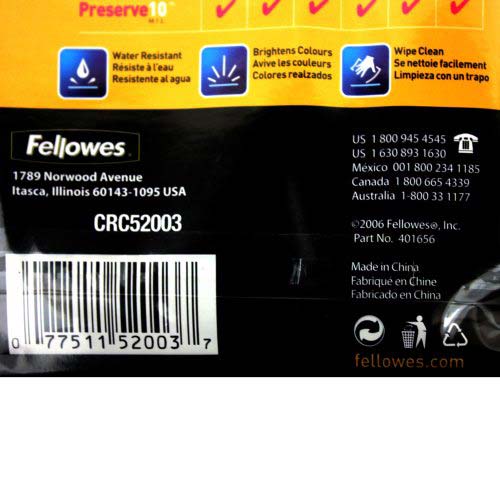 Fellowes 5mil Punched Luggage Tag Pouches with Loops 25pk - 52003