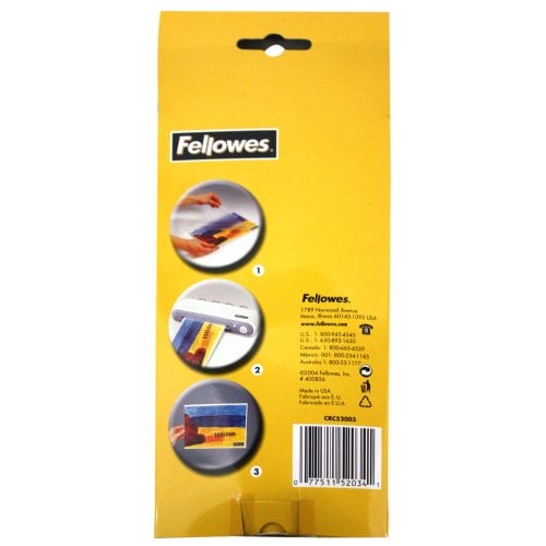Fellowes 5mil Punched Luggage Tag Pouches with Loops 50pk - 52034