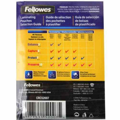 Fellowes 5mil Unpunched ID Card Laminating Pouches 25pk - 52007