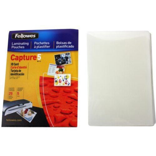 Fellowes 5mil Unpunched ID Card Laminating Pouches 25pk - 52007