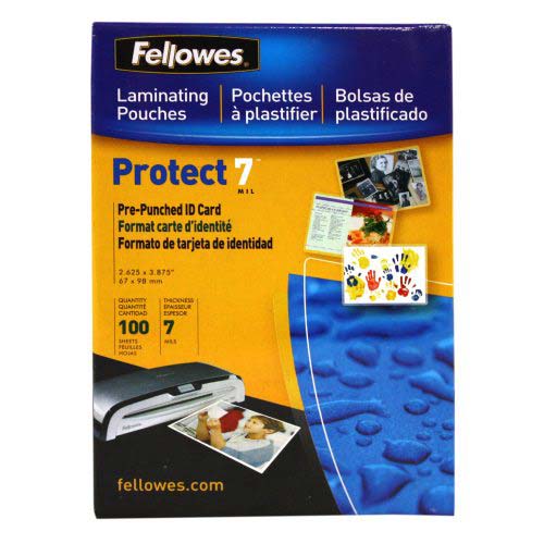 Fellowes 7mil Punched ID Card Laminating Pouches 100pk - 52050