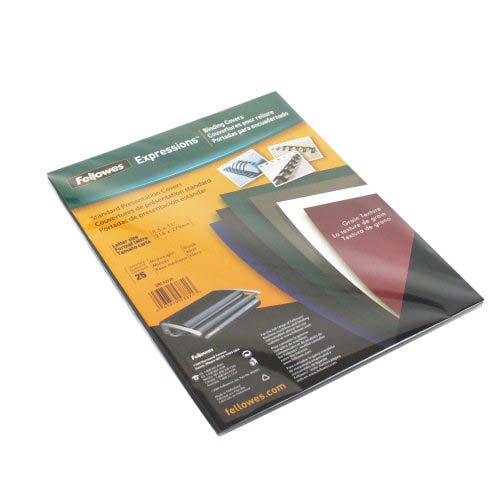 Fellowes Black Grain Letter Size Binding Covers 25pk - 5217501