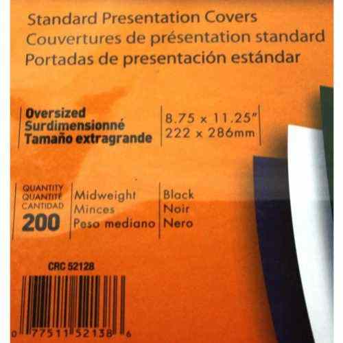 Fellowes Black Grain Oversize Binding Covers 200pk - 52138