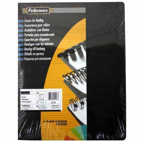 Fellowes Black Grain Oversize Binding Covers 50pk - 52128