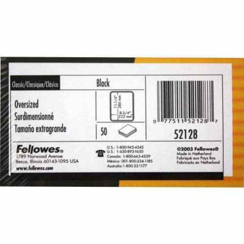 Fellowes Black Grain Oversize Binding Covers 50pk - 52128