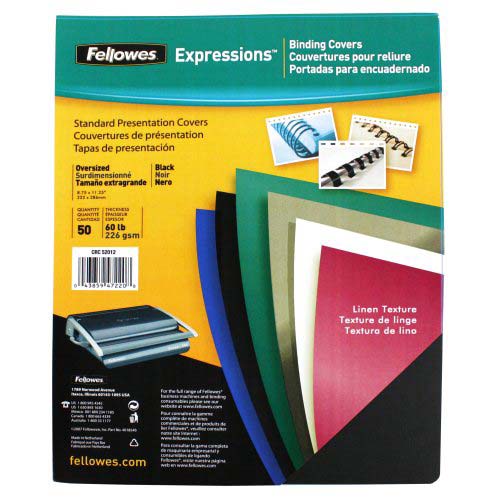 Fellowes Black Linen Binding Covers