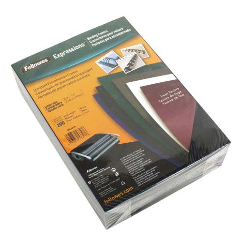 Fellowes Black Linen Letter Size Binding Covers 200pk - 5217001