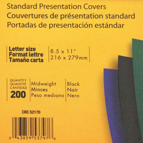 Fellowes Black Linen Letter Size Binding Covers 200pk - 5217001
