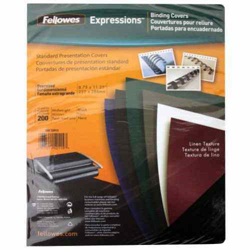 Fellowes Black Linen Oversize Binding Covers 200pk - 52115